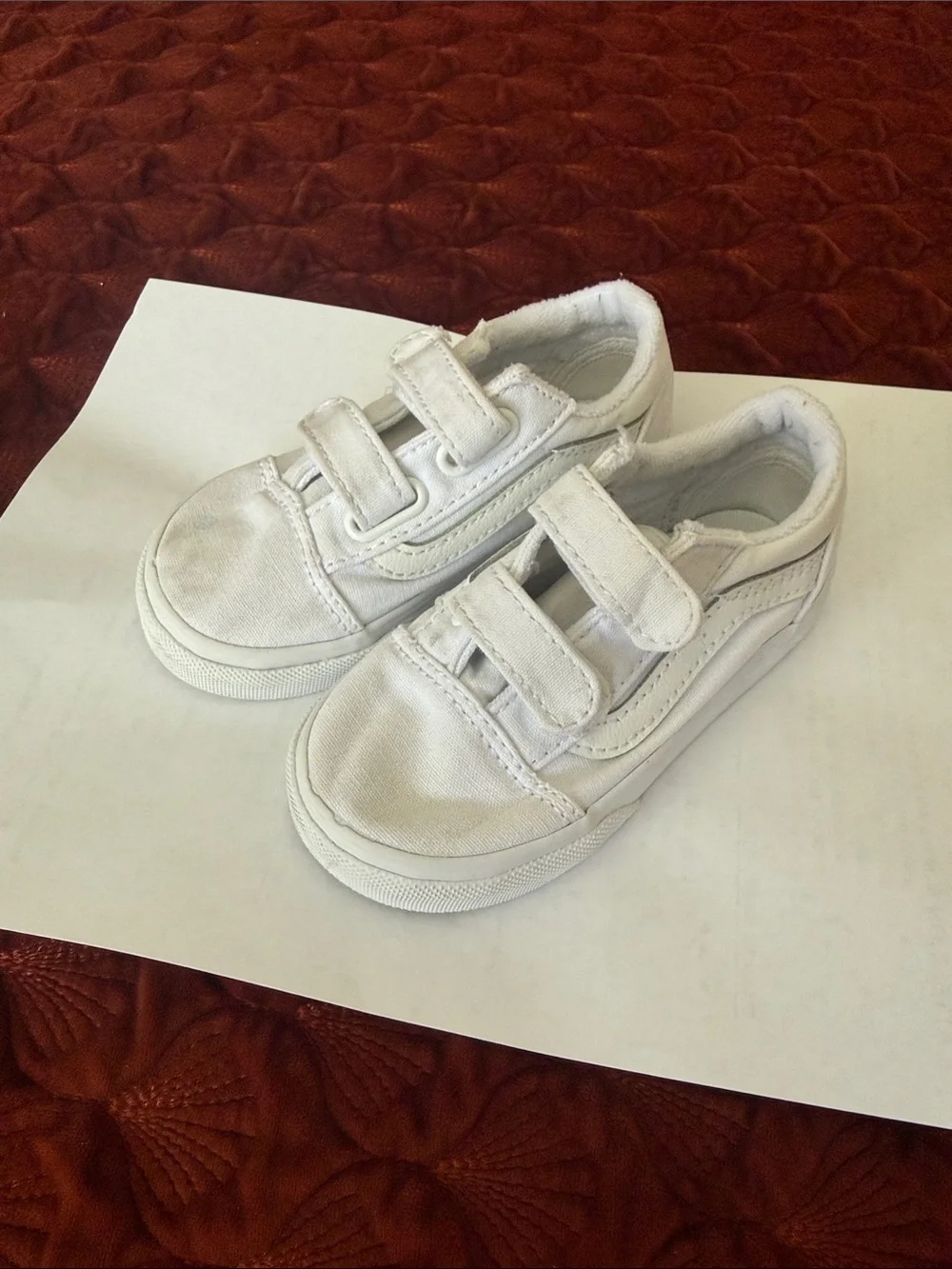 Vans Kids White Velcro Canvas Sneakers